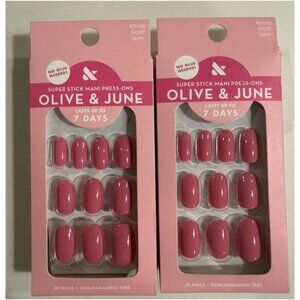 Olive and June Super Stick Press on Nails Round Short Taffy 2 Pack